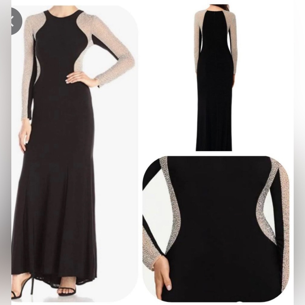 Xscape long black dress